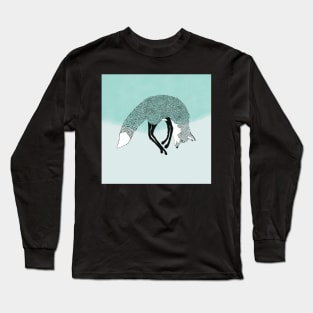 Fox jumping in the snow - stylized Long Sleeve T-Shirt